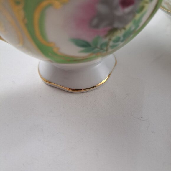Thames Green Bone China Floral Tea Cup Saucer Gold Trimmed Vintage - Picture 4 of 16